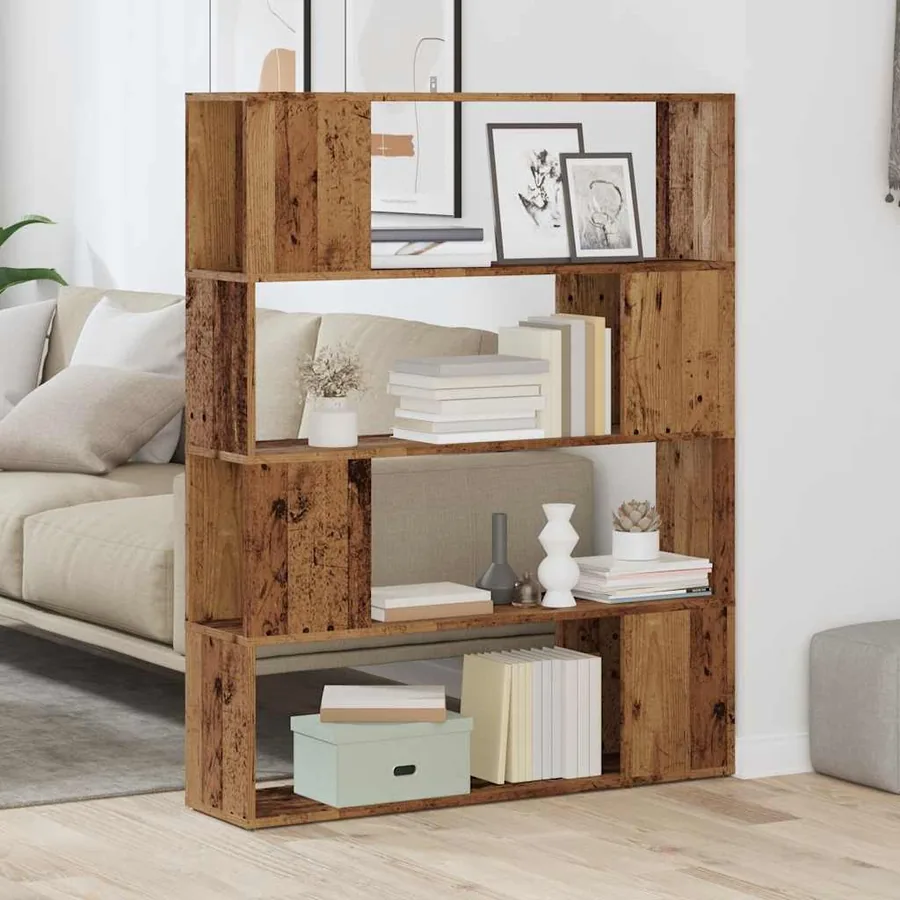 Bibliothèque/Séparateur de pièce vieux bois 100x24x124,5 cm - 3