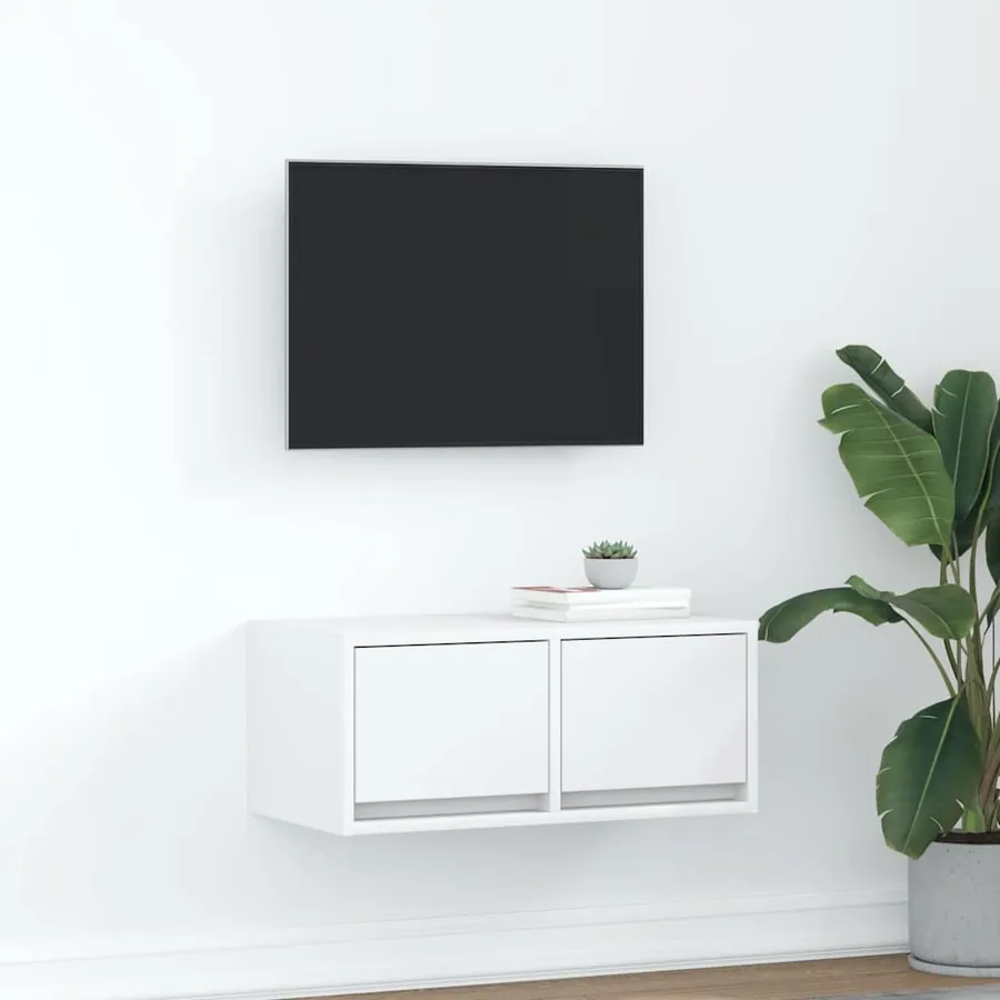 Meuble TV blanc 60x31x25,5 cm bois d'ingénierie