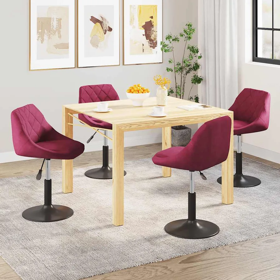 Chaises à manger pivotantes lot de 4 rouge bordeaux velours