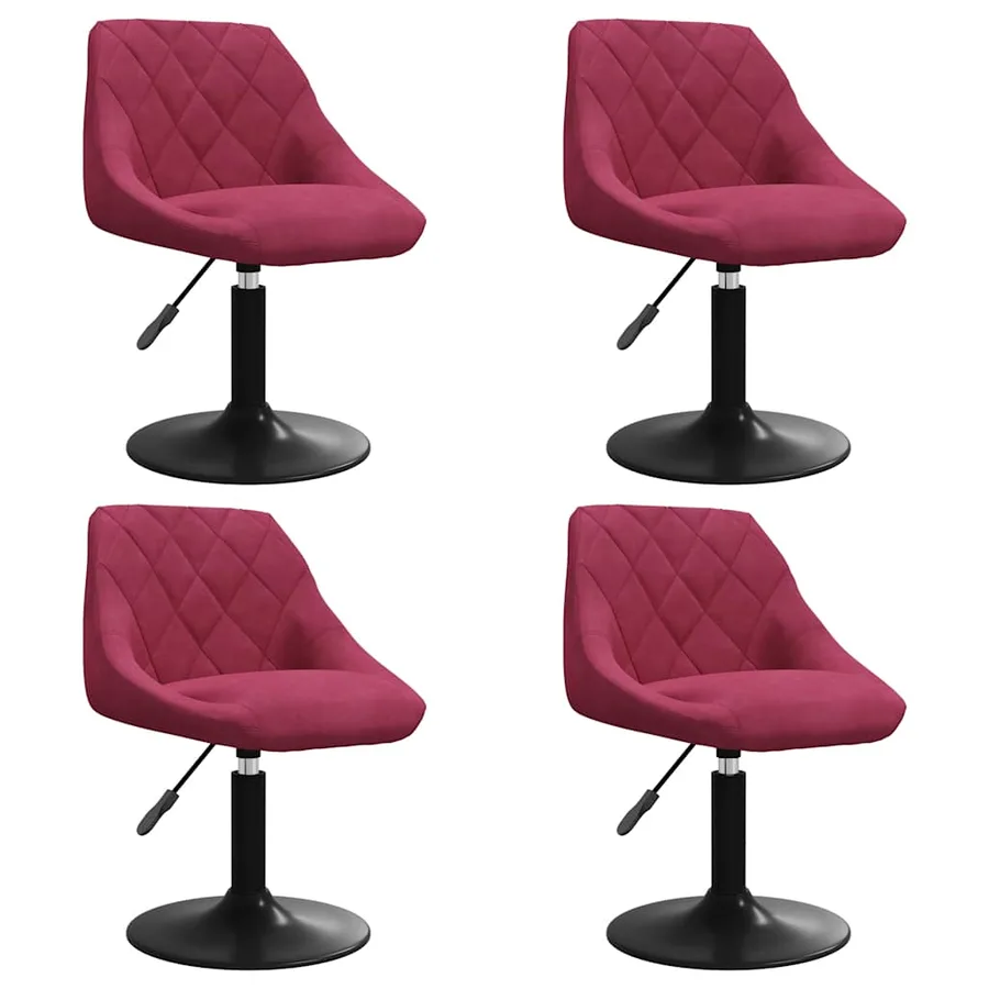 Chaises à manger pivotantes lot de 4 rouge bordeaux velours - 2