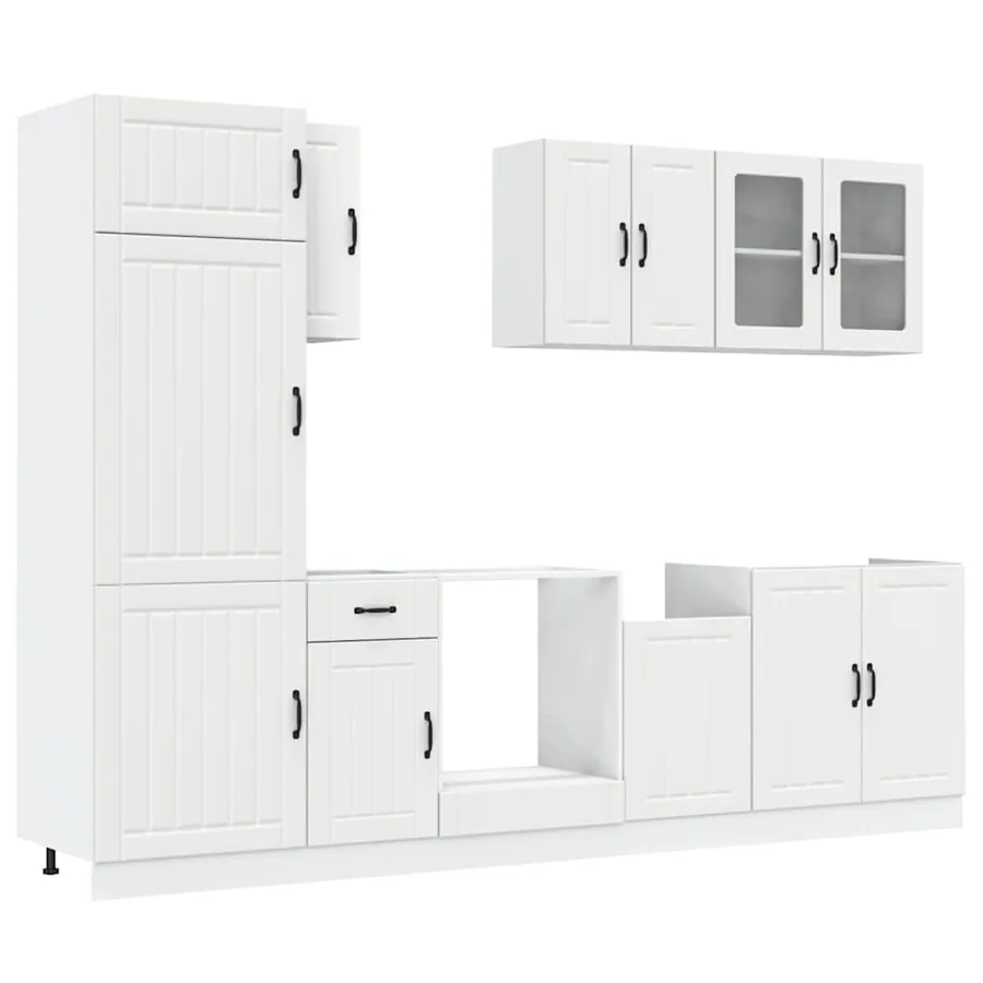 Ensemble de 8 meubles de cuisine "Lucca" en bois d'ingénierie blanc - 2