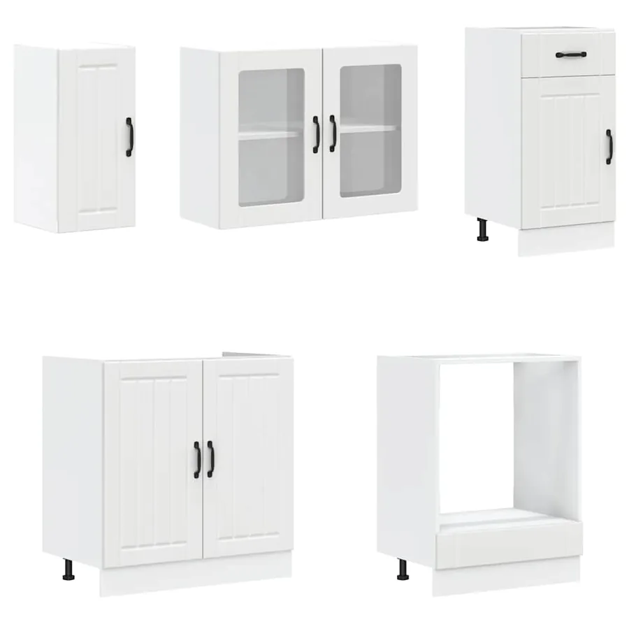 Ensemble de 8 meubles de cuisine "Lucca" en bois d'ingénierie blanc - 4