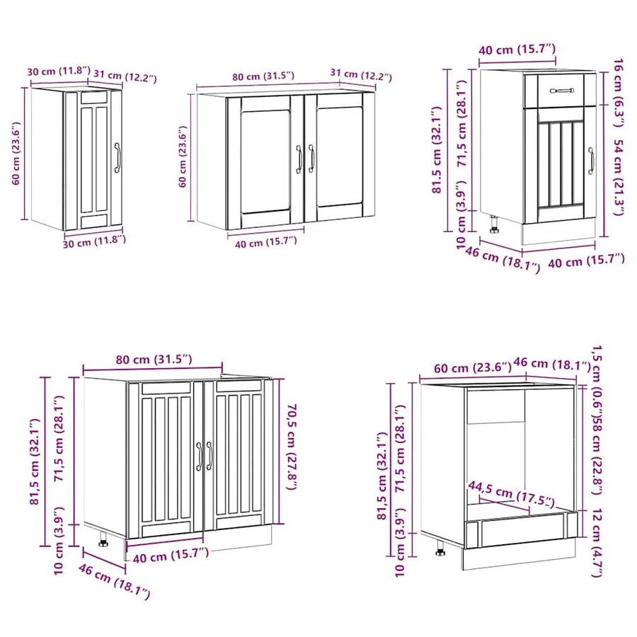 Ensemble de 8 meubles de cuisine "Lucca" en bois d'ingénierie blanc - 9