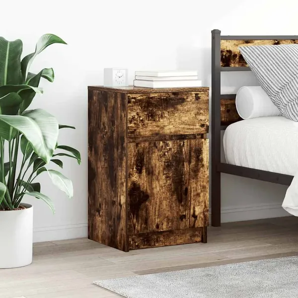 Tables de chevet 2 pcs chêne fumé 39x35x65 cm bois d'ingénierie