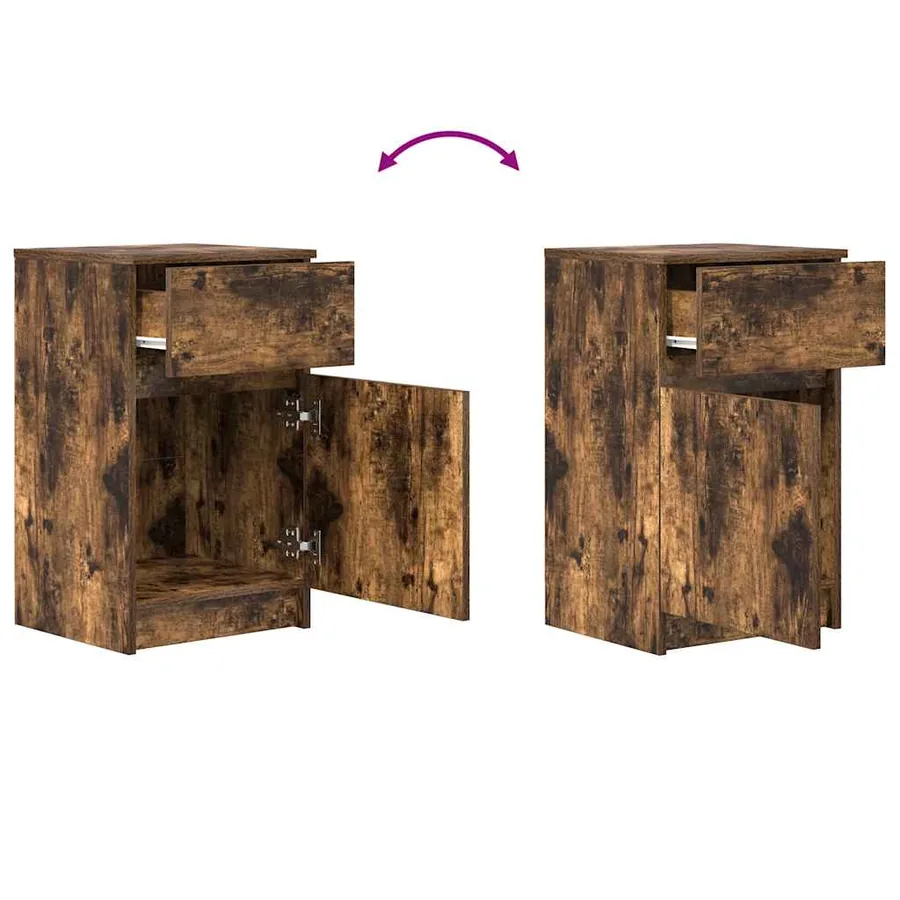 Tables de chevet 2 pcs chêne fumé 39x35x65 cm bois d'ingénierie - 10
