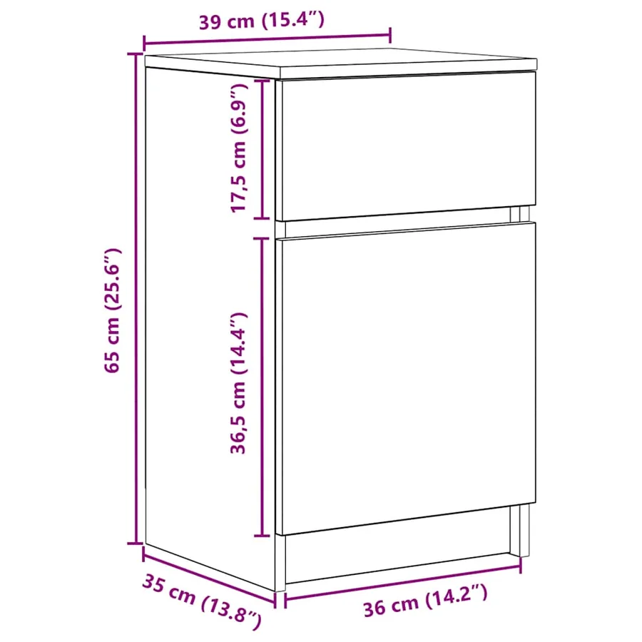 Tables de chevet 2 pcs chêne fumé 39x35x65 cm bois d'ingénierie - 16
