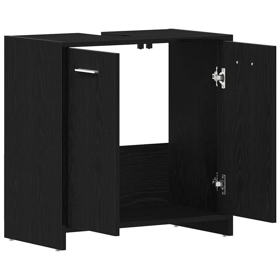 Armoire lavabo de salle de bain chêne noir 60x33x60 cm - 5