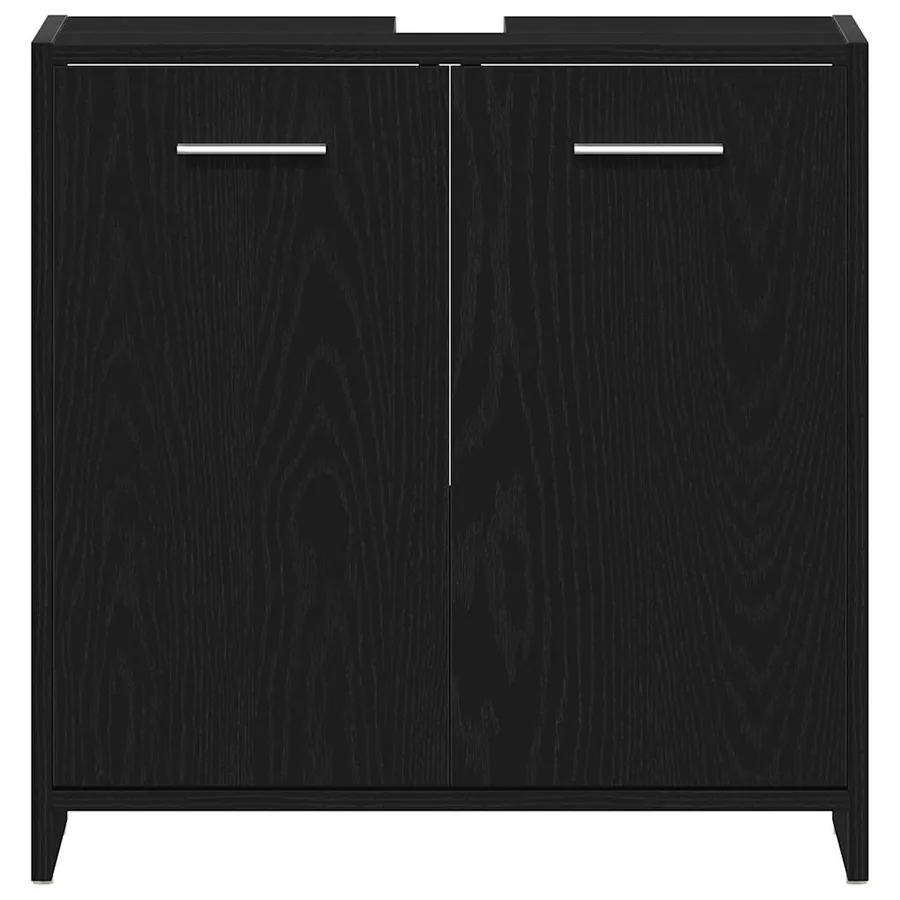 Armoire lavabo de salle de bain chêne noir 60x33x60 cm - 6