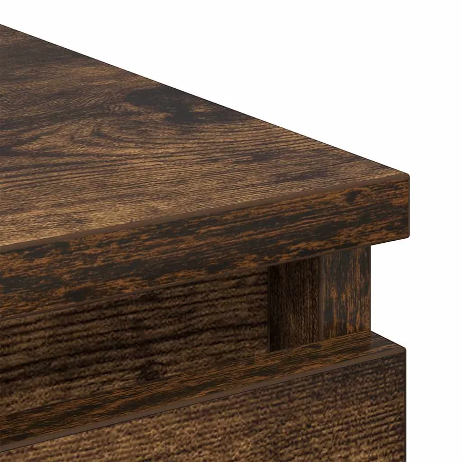 Buffet chêne fumé 37,5x35x76 cm bois d'ingénierie - 9