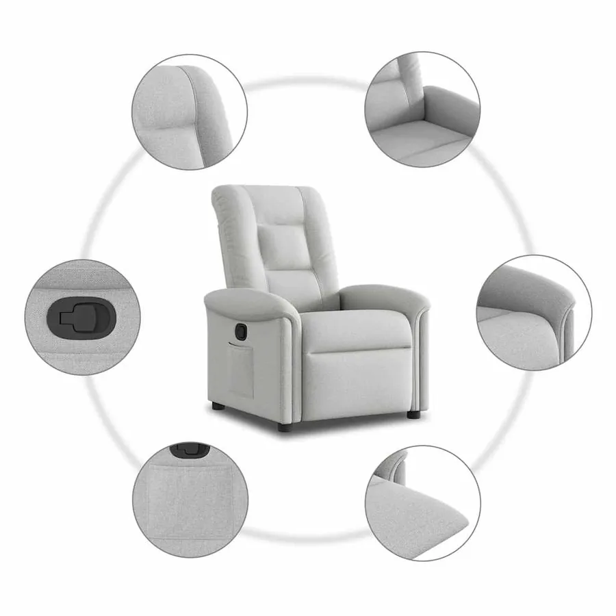 Fauteuil inclinable gris nuage tissu - 7