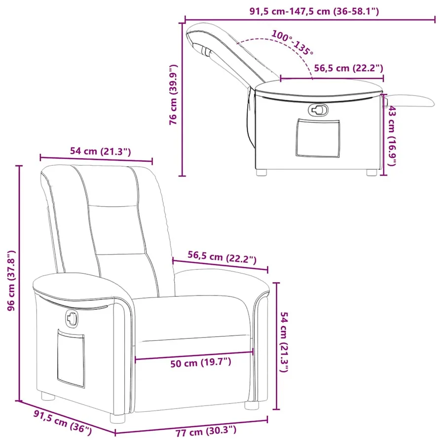 Fauteuil inclinable Rouge bordeaux Tissu - 11