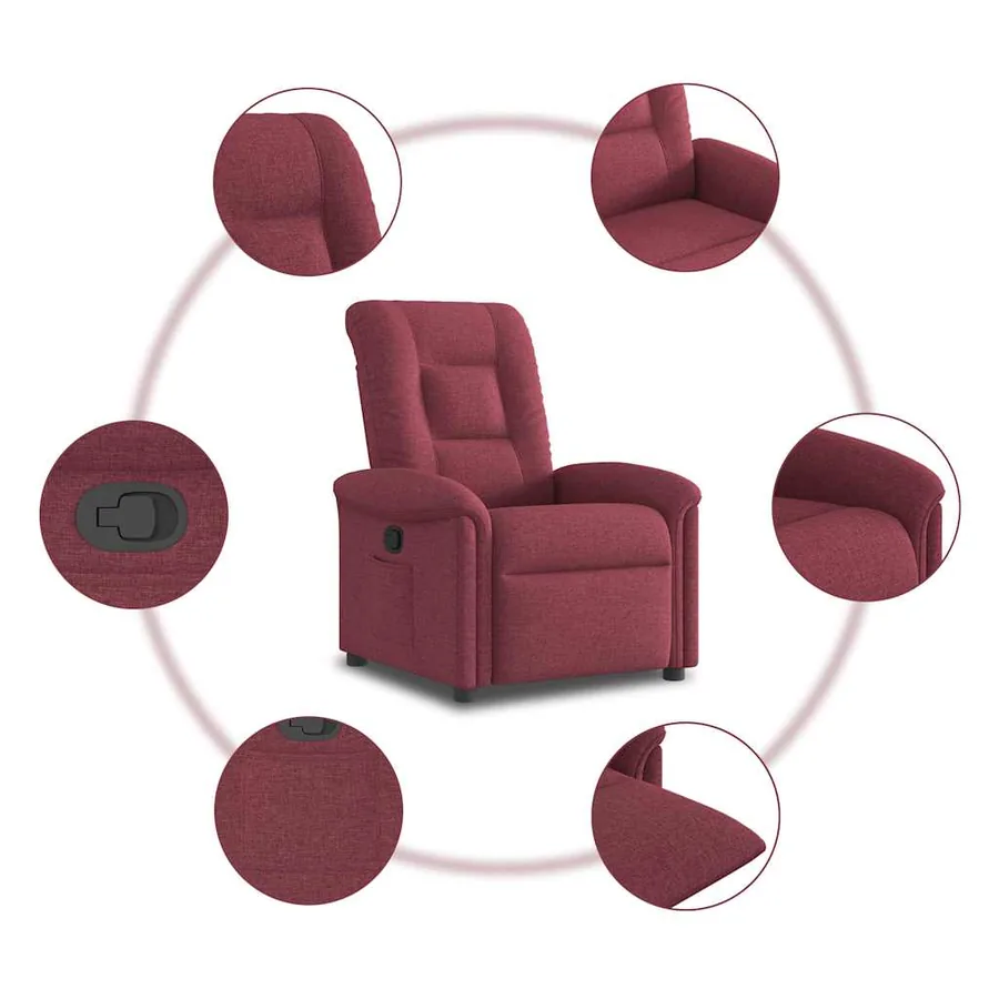 Fauteuil inclinable Rouge bordeaux Tissu - 7