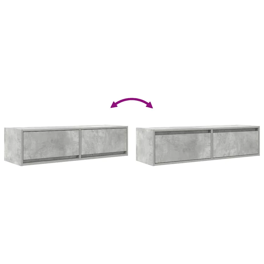 Meuble TV Gris béton 100 x 31 x 25,5 cm Bois d'ingénierie - 12