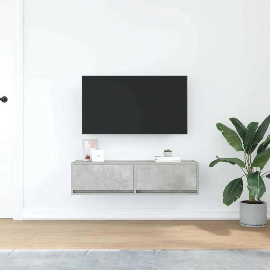 Meuble TV Gris béton 100 x 31 x 25,5 cm Bois d'ingénierie - 4