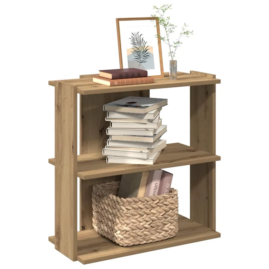 Bibliothèque à 3 niveaux chêne artisanal 60x30x60 cm