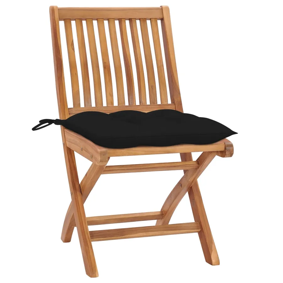 Chaises pliables de jardin avec coussins lot de 4 Teck solide - 2