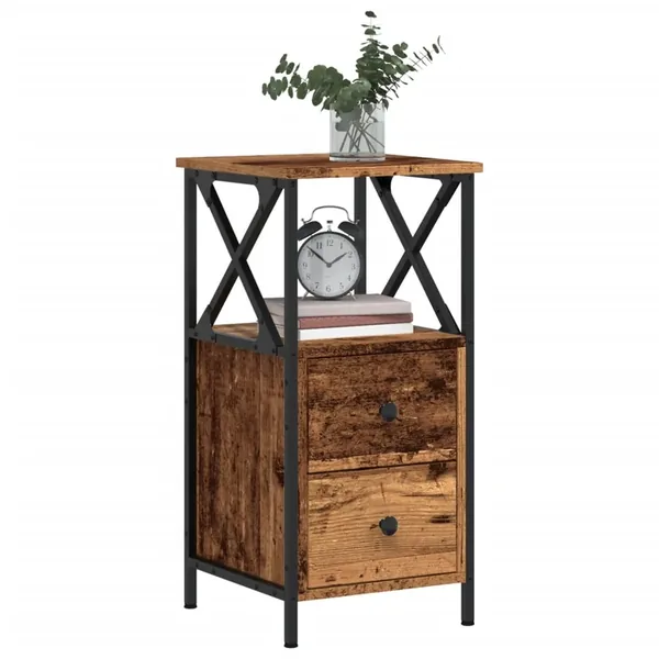 Tables de chevet 2 pcs vieux bois 34x35,5x70 cm bois ingénierie