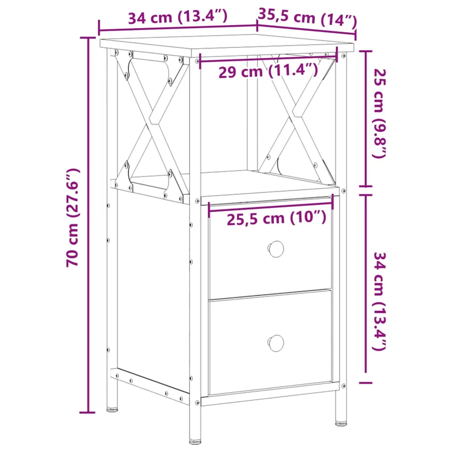 Tables de chevet 2 pcs vieux bois 34x35,5x70 cm bois ingénierie - 11