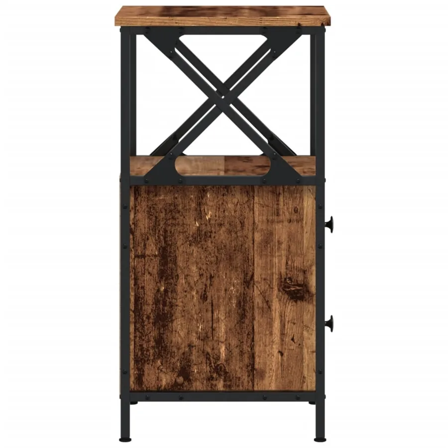 Tables de chevet 2 pcs vieux bois 34x35,5x70 cm bois ingénierie - 7