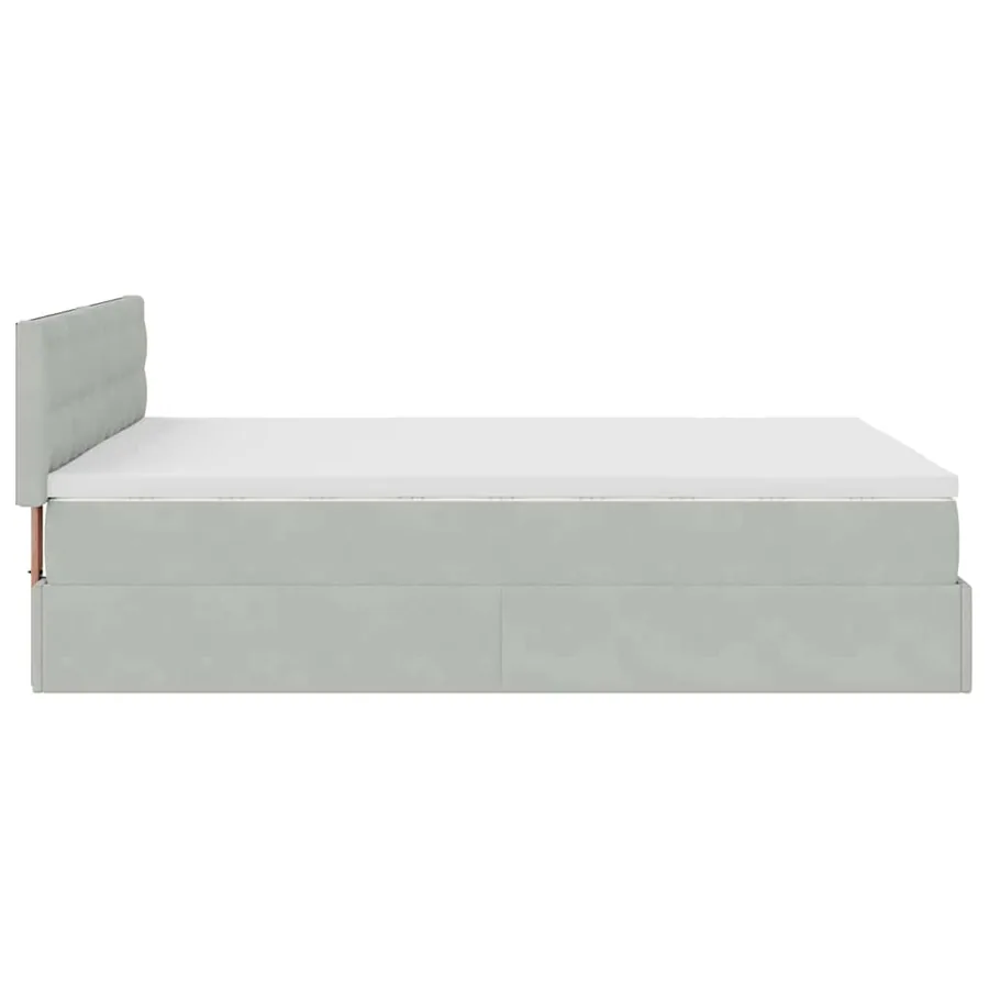 Cadre de lit ottoman avec matelas gris clair 140x200 cm velours - 11
