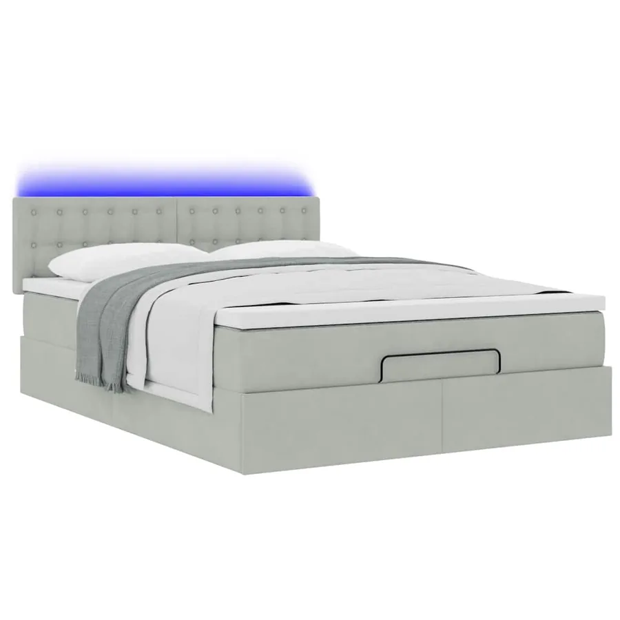 Cadre de lit ottoman avec matelas gris clair 140x200 cm velours - 6