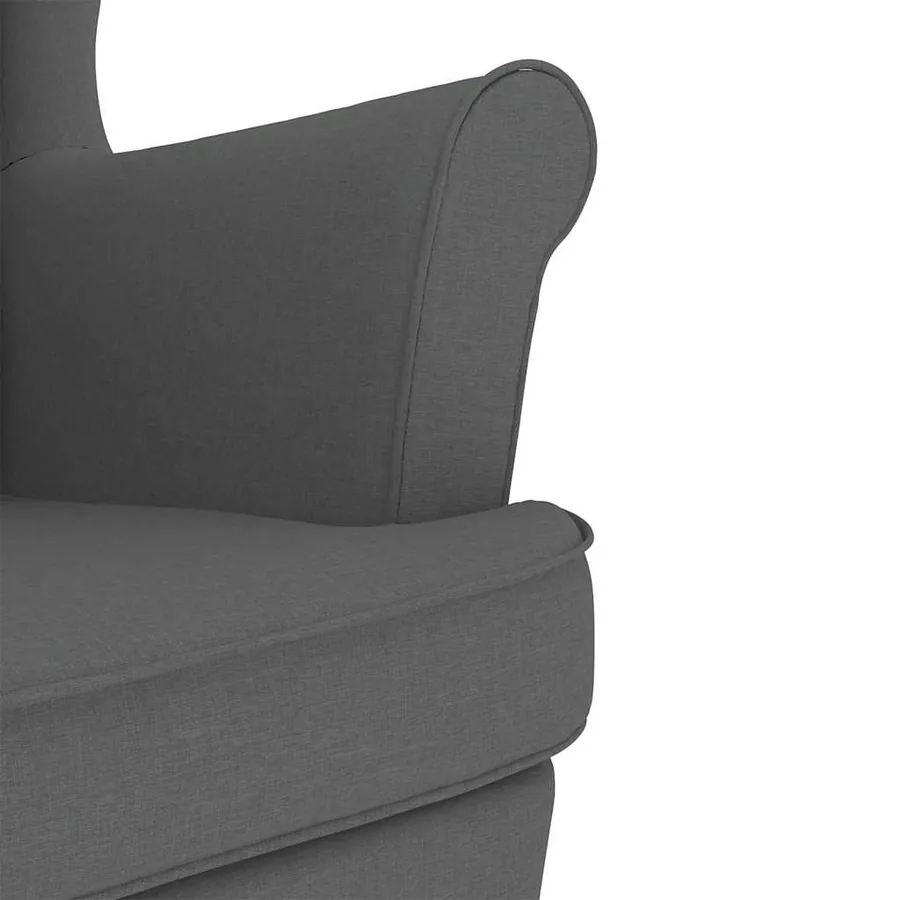 Chaise à bascule avec repose-pied Gris foncé Tissu - 9
