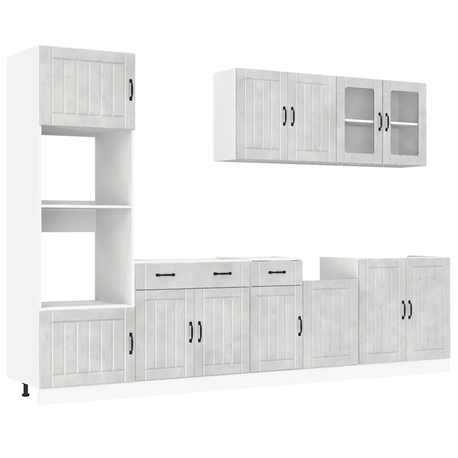 Ensemble de 7 meubles de cuisine "Lucca" en bois d'ingénierie gris béton - 2