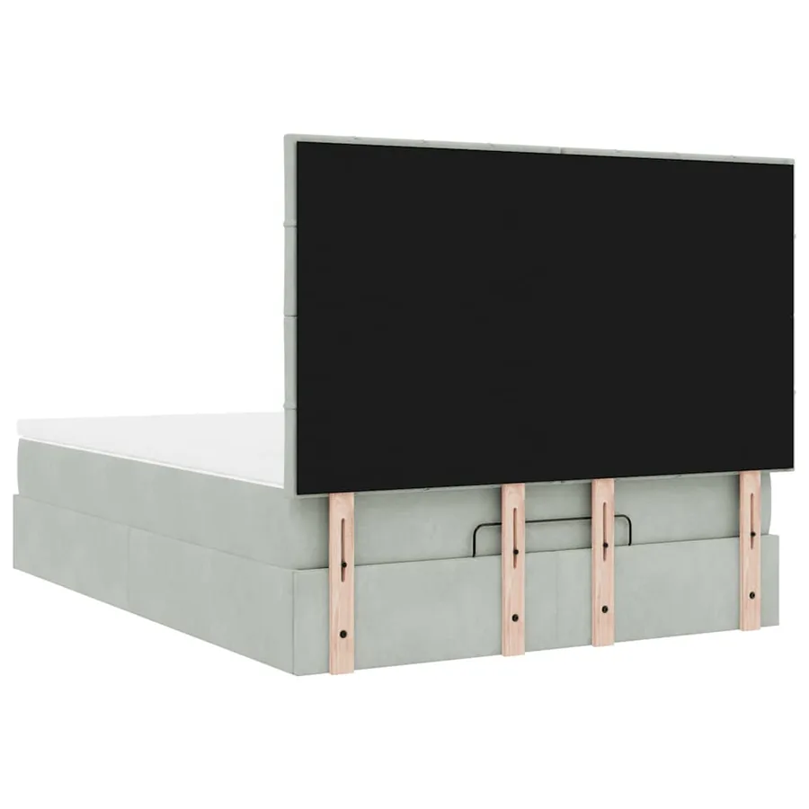 Cadre de lit ottoman avec matelas gris clair 140x200 cm velours - 10