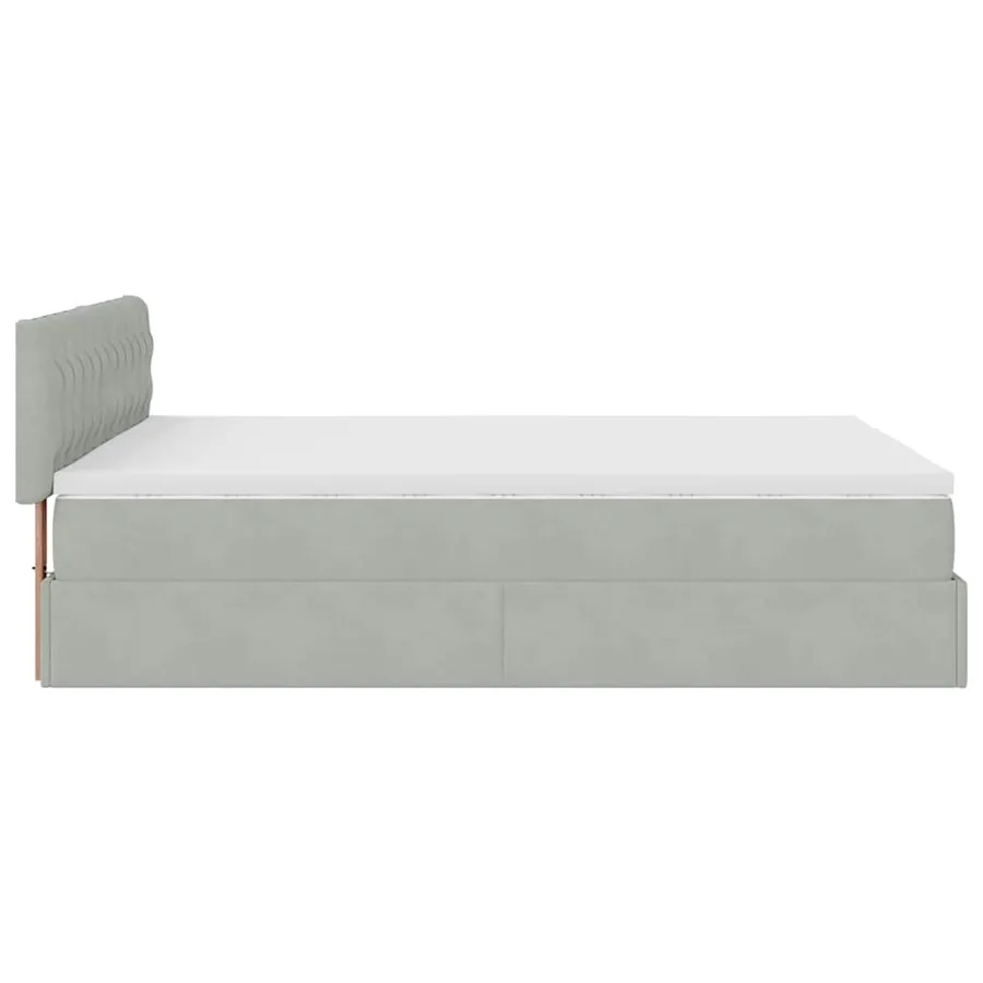 Cadre de lit ottoman avec matelas gris clair 140x200 cm velours - 10