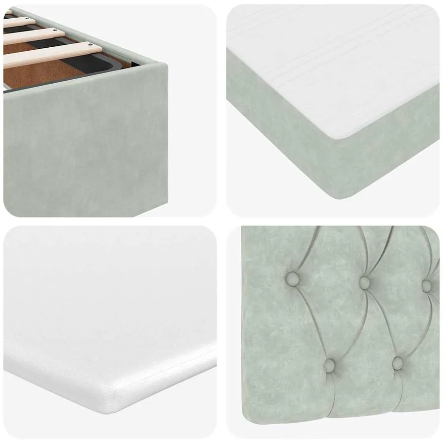 Cadre de lit ottoman avec matelas gris clair 140x200 cm velours - 13