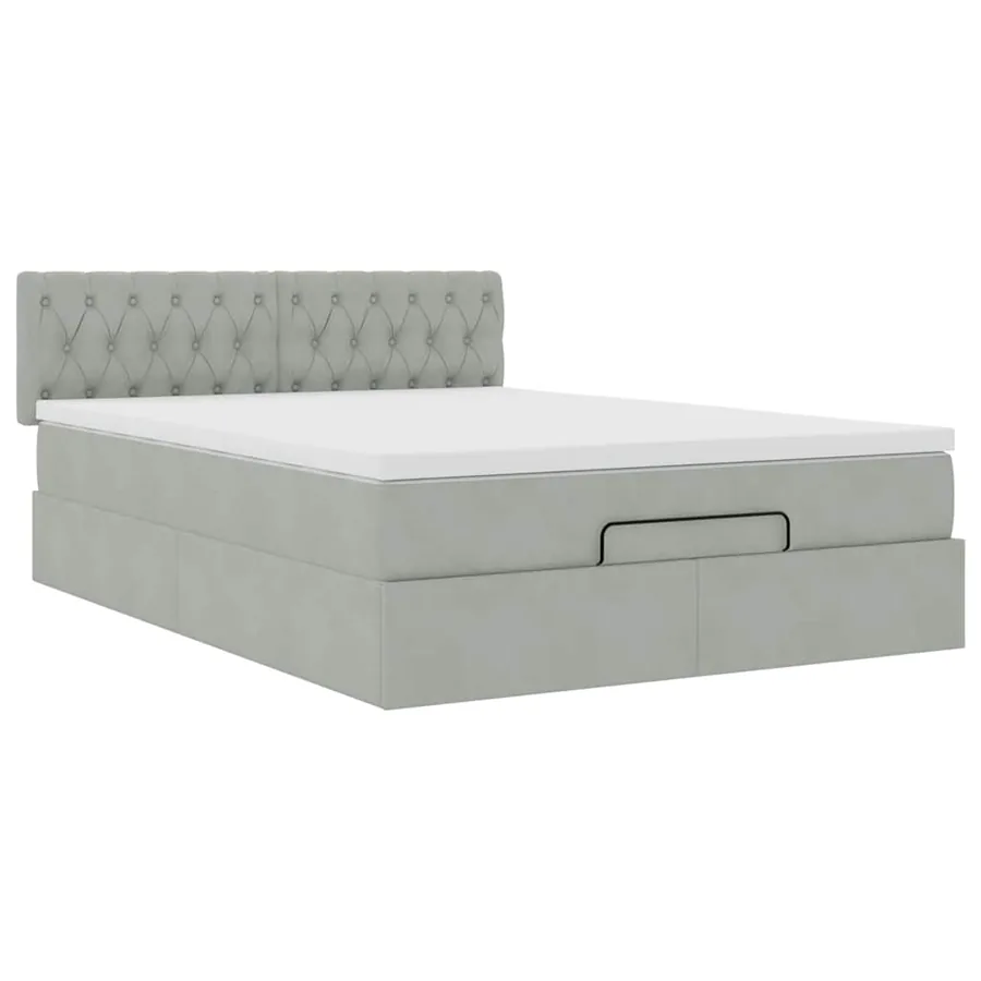 Cadre de lit ottoman avec matelas gris clair 140x200 cm velours - 6