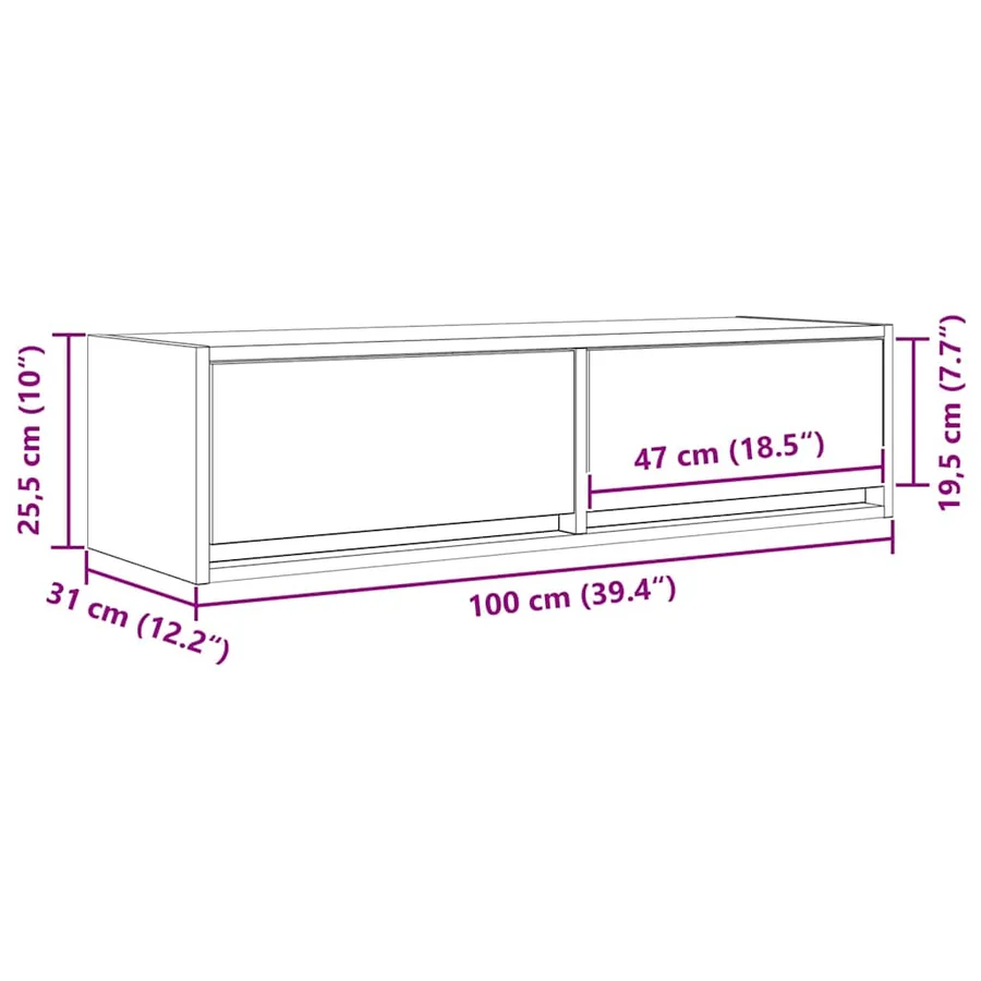 Meuble TV 100 x 31 x 25,5 cm chêne artisanal Bois d'ingénierie - 16
