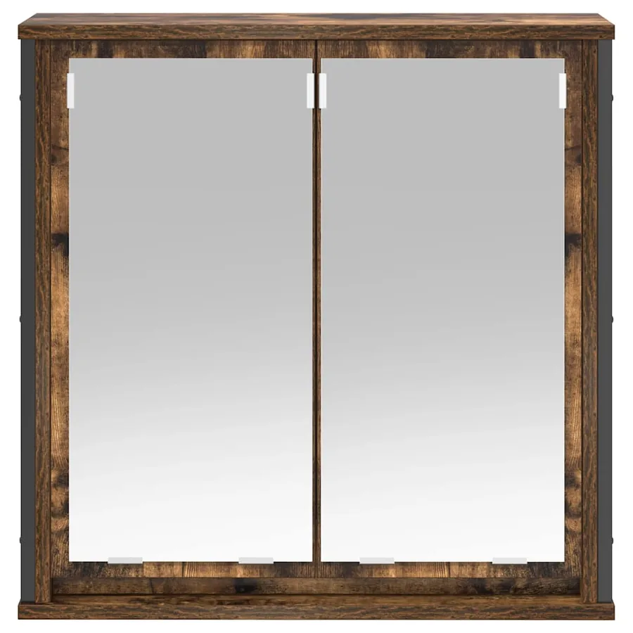 Armoire murale de salle de bain miroir chêne fumé 60x21x60 cm - 5