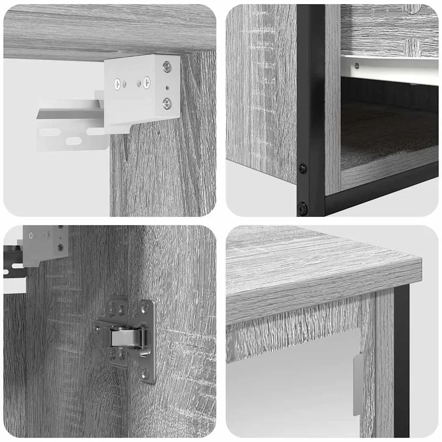 Ensemble de mobilier de salle de bain 5 pcs Gris Sonoma et noir - 10