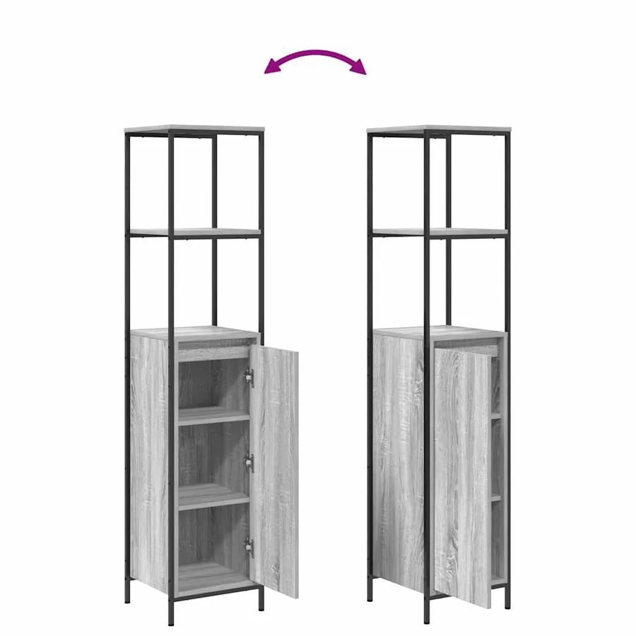 Ensemble de mobilier de salle de bain 5 pcs Gris Sonoma et noir - 12