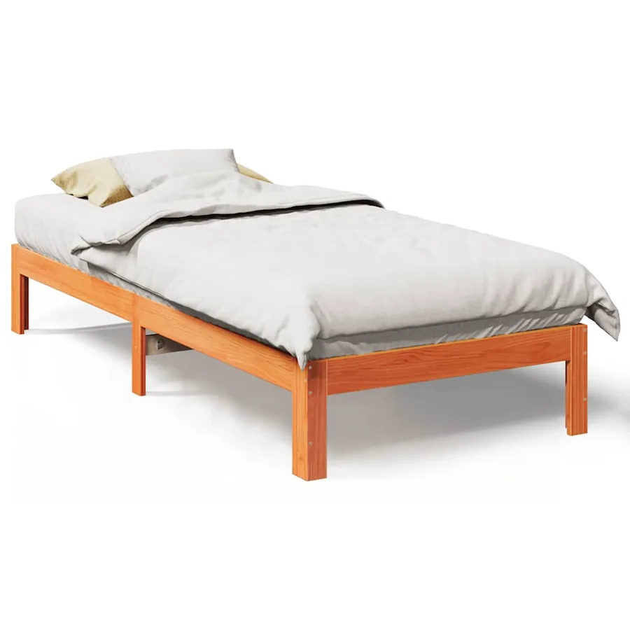 Cadre de lit sans matelas cire marron 80x200 cm bois pin massif - 2