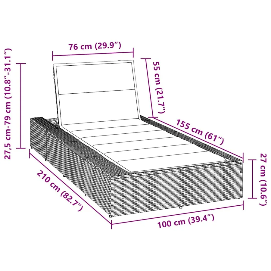 Transat avec coussin flottant gris résine tressée - 12