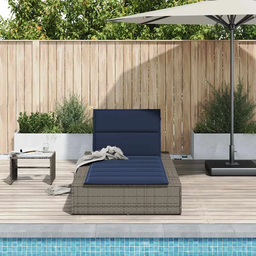 Transat avec coussin flottant gris résine tressée - 42