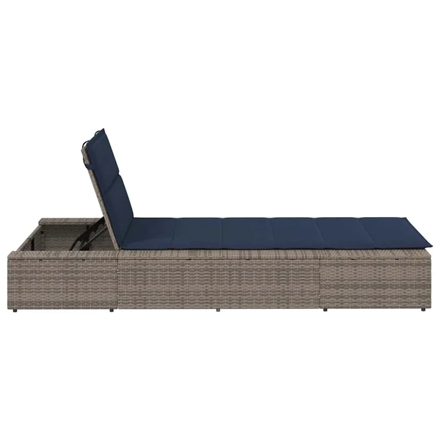 Transat avec coussin flottant gris résine tressée - 46