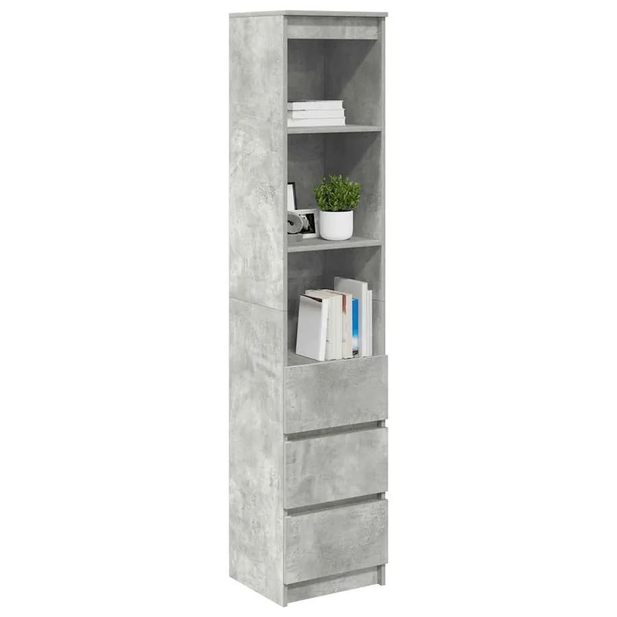 Buffet haut gris béton 37,5x35x180 cm bois d'ingénierie - 4