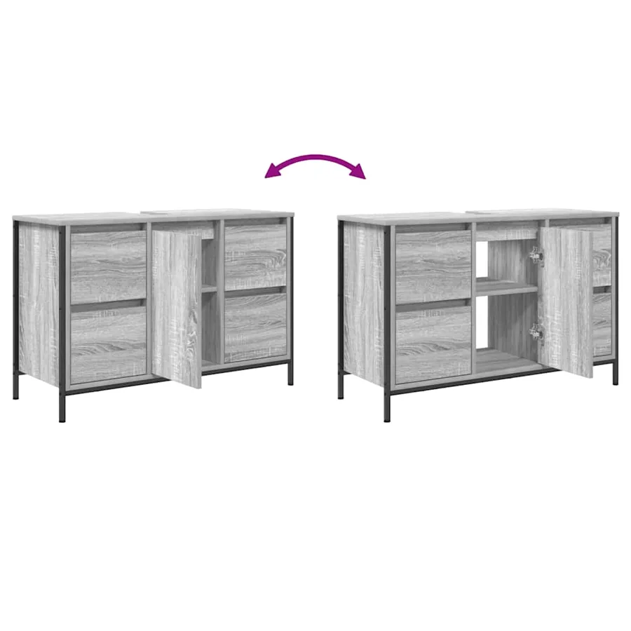 Meuble sous-vasque avec tiroirs sonoma gris 90x34,5x60cm - 10