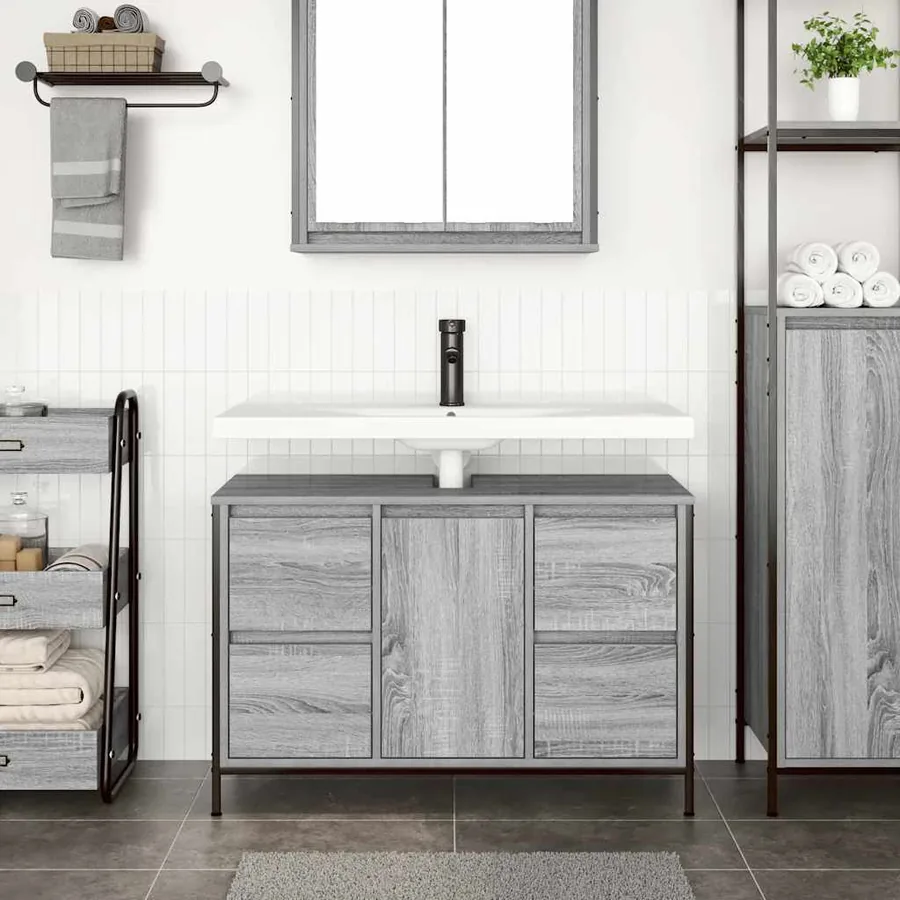 Meuble sous-vasque avec tiroirs sonoma gris 90x34,5x60cm - 3
