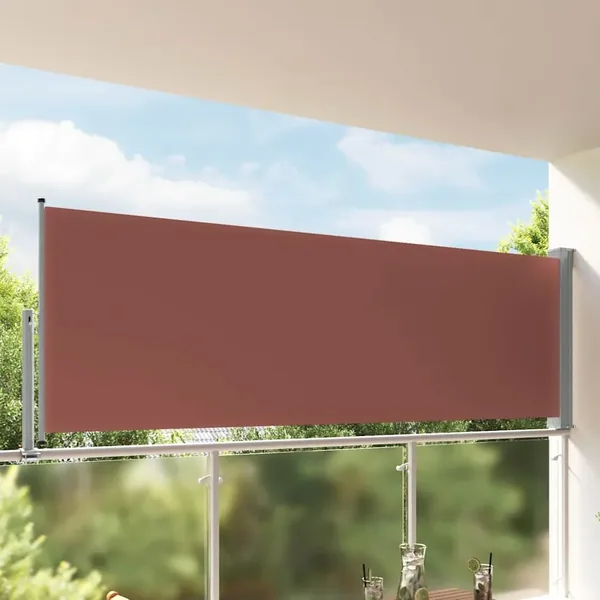 Auvent latéral rétractable de patio 120x300 cm Marron
