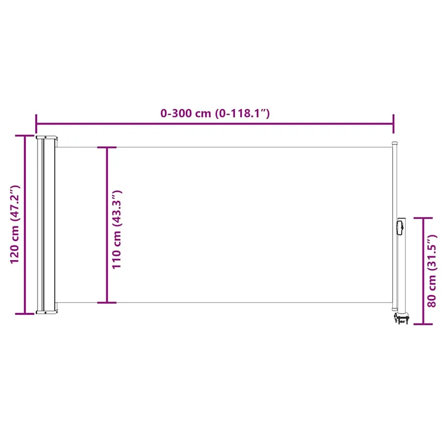 Auvent latéral rétractable de patio 120x300 cm Marron - 12