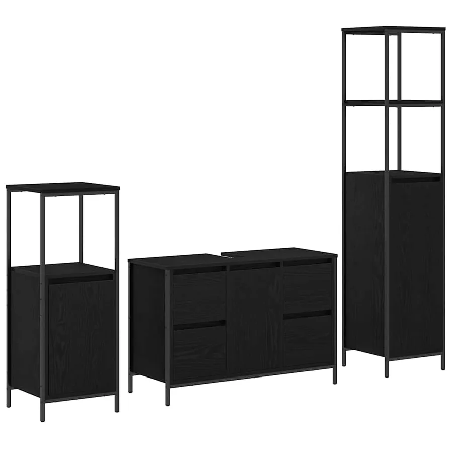 Ensemble de mobilier de salle de bain 3 pcs Chêne noir - 2