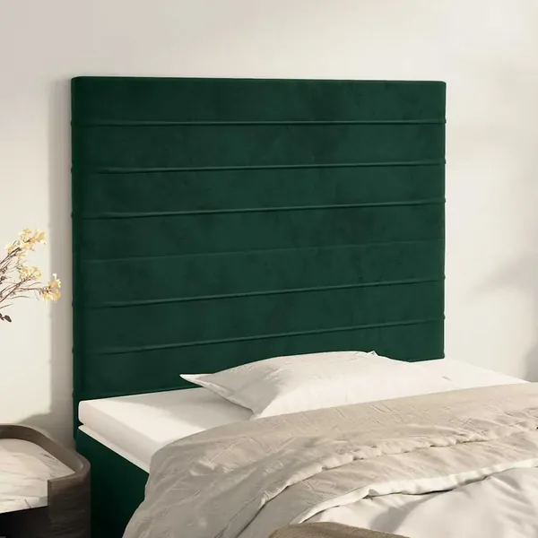 Tête de lit Vert foncé 90x5x118/128 cm Velours