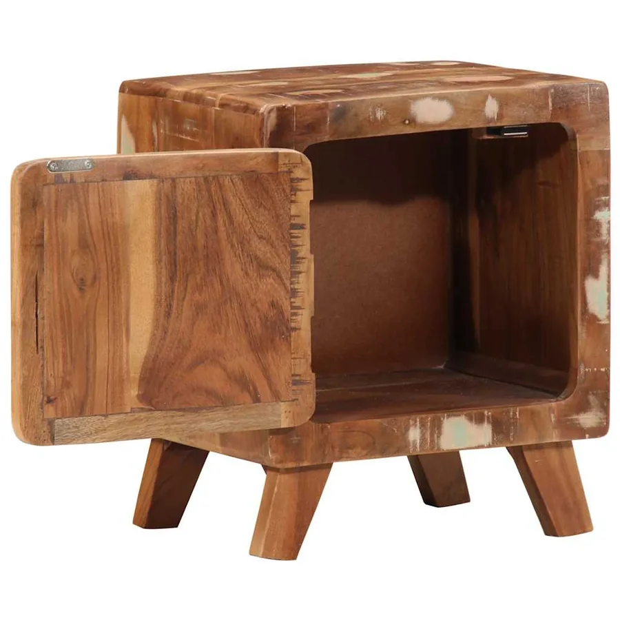 Table de chevet 40x32x46 cm bois massif de récupération - 5