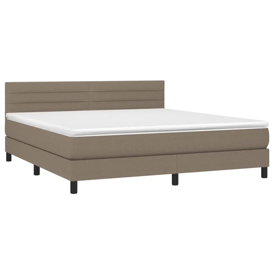 Sommier à lattes de lit et matelas et LED Taupe 160x200cm Tissu - 3