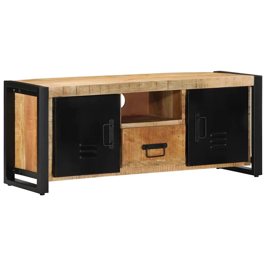Meuble TV 100x30x40 cm bois massif de manguier brut - 11