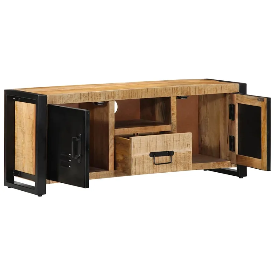 Meuble TV 100x30x40 cm bois massif de manguier brut - 12